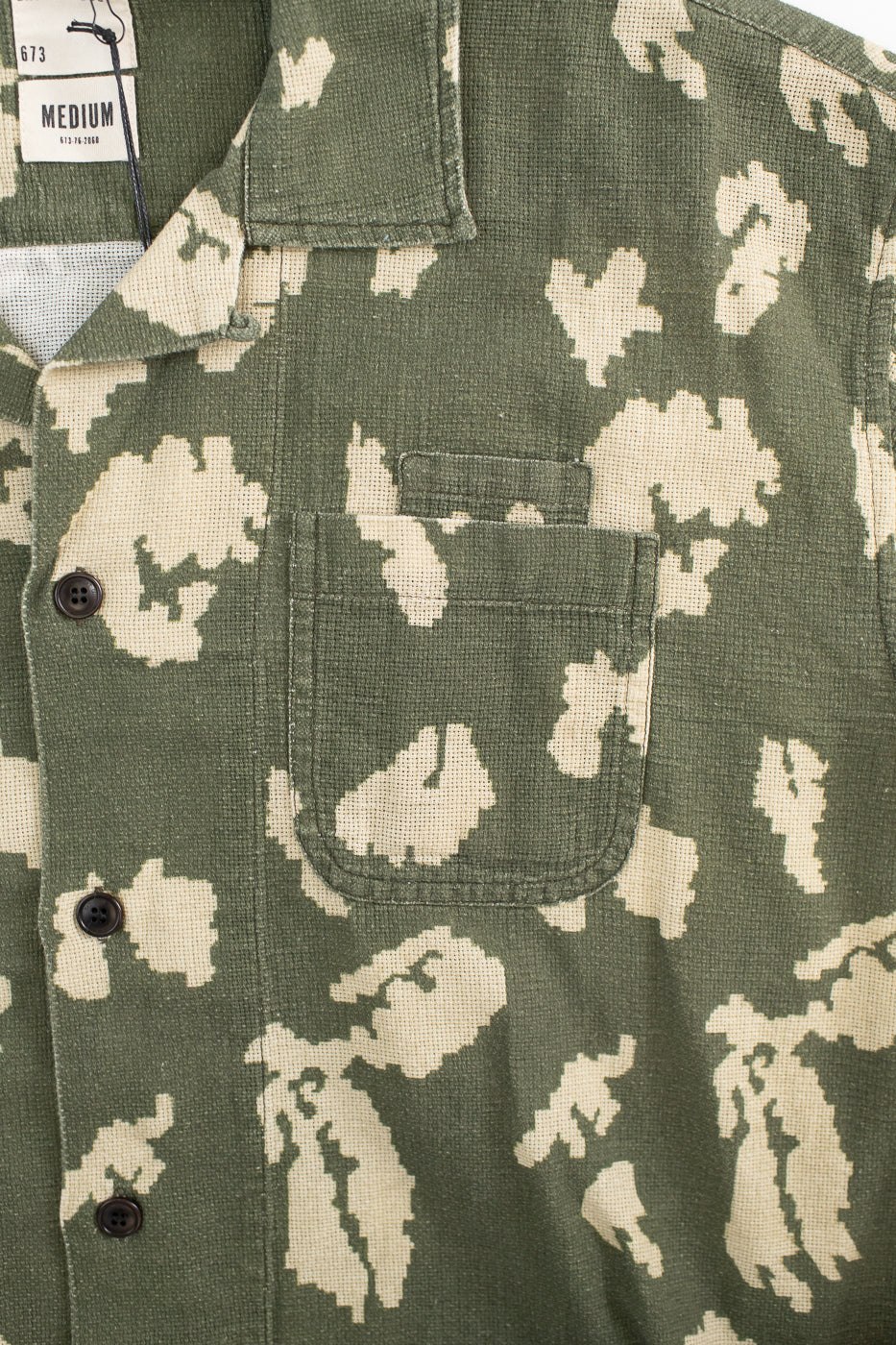 M-I-001 - Cloud Camo Mesh Aloha Shirt - Mint, Off White