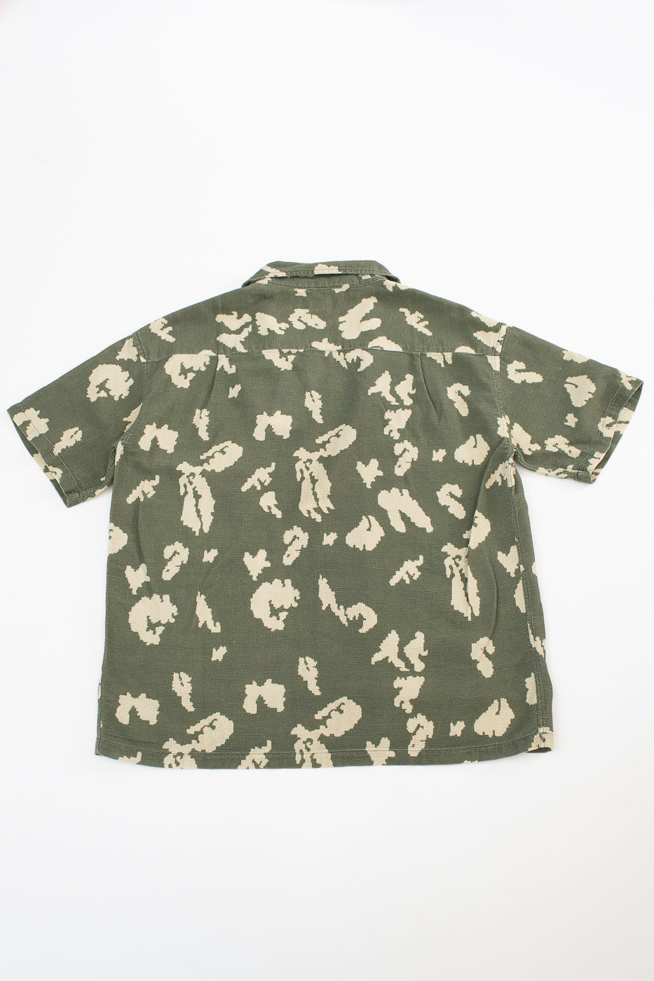 M-I-001 - Cloud Camo Mesh Aloha Shirt - Mint, Off White