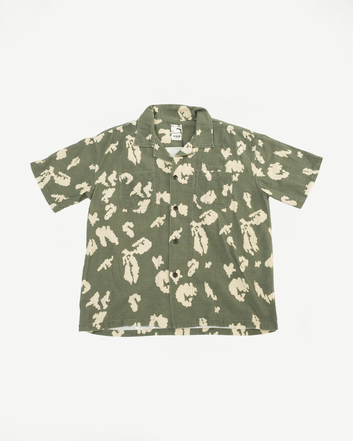 M-I-001 - Cloud Camo Mesh Aloha Shirt - Mint, Off White