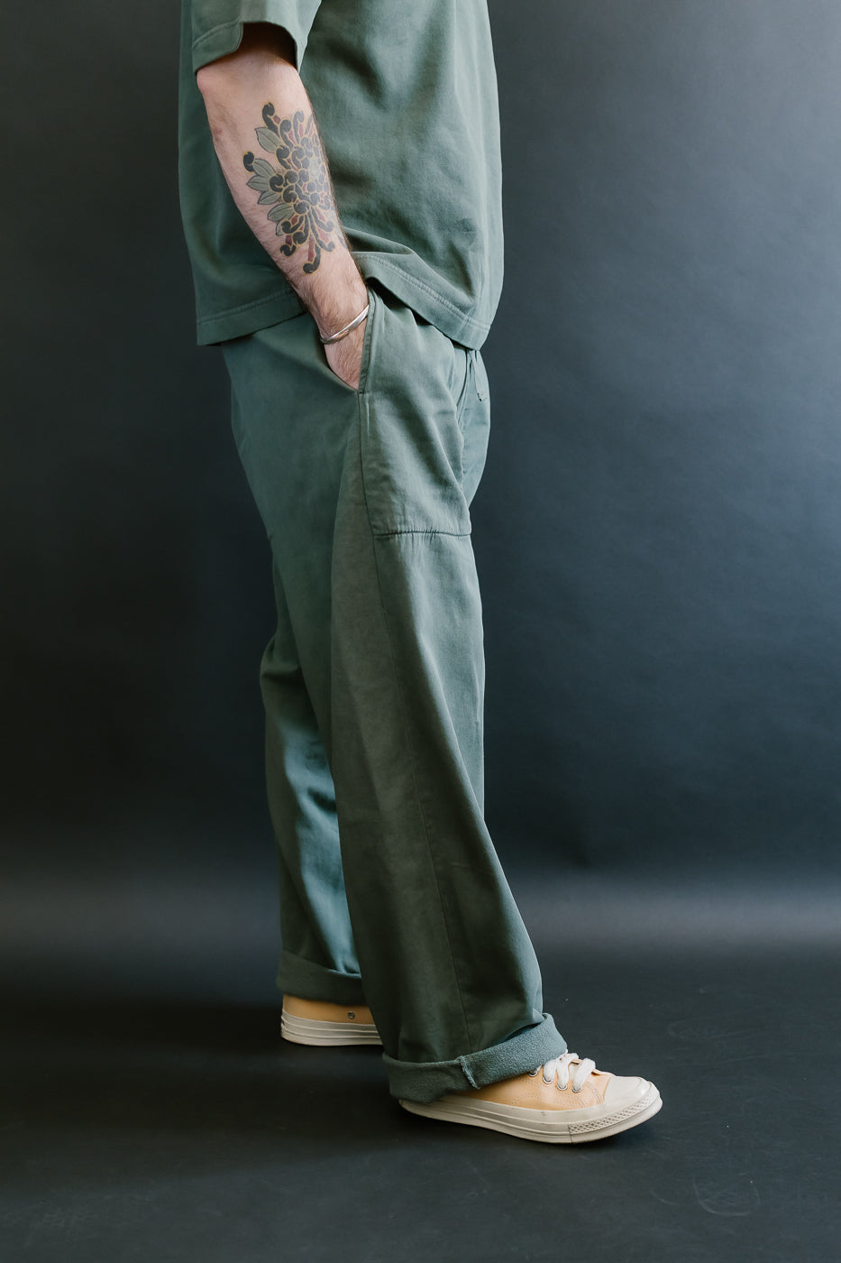 M-J-0003 - Reformer Pants Twill Jersey - Forest Green