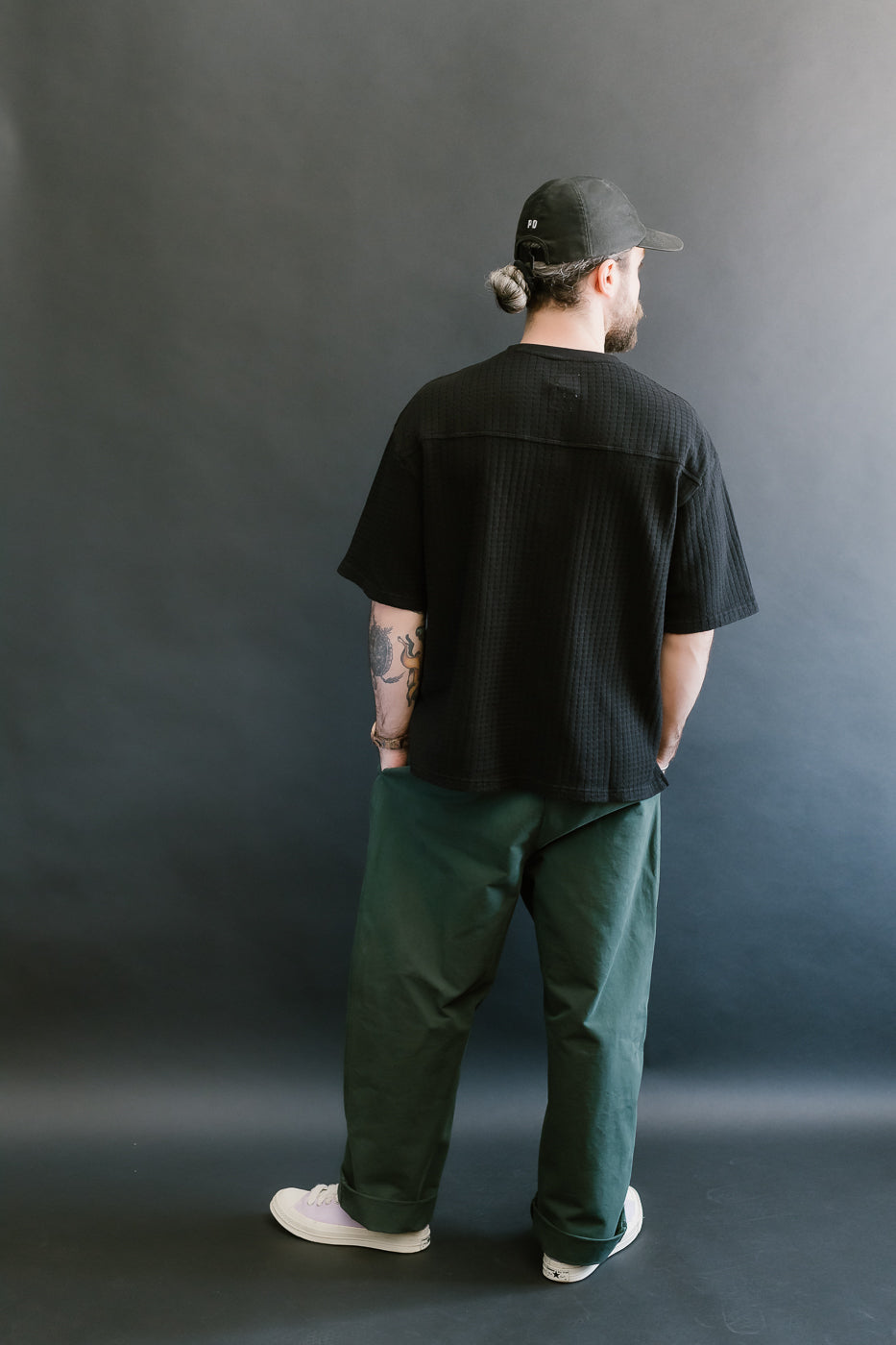 M-J-009 - Cotton Mesh Oversized T-shirt - Black
