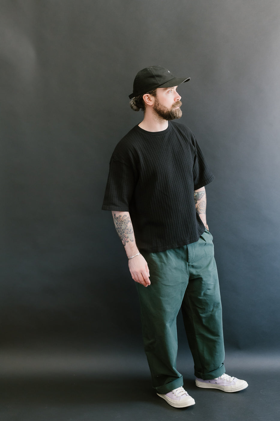 M-J-009 - Cotton Mesh Oversized T-shirt - Black