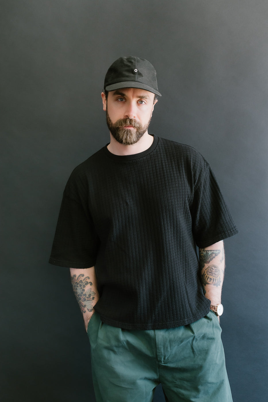 M-J-009 - Cotton Mesh Oversized T-shirt - Black