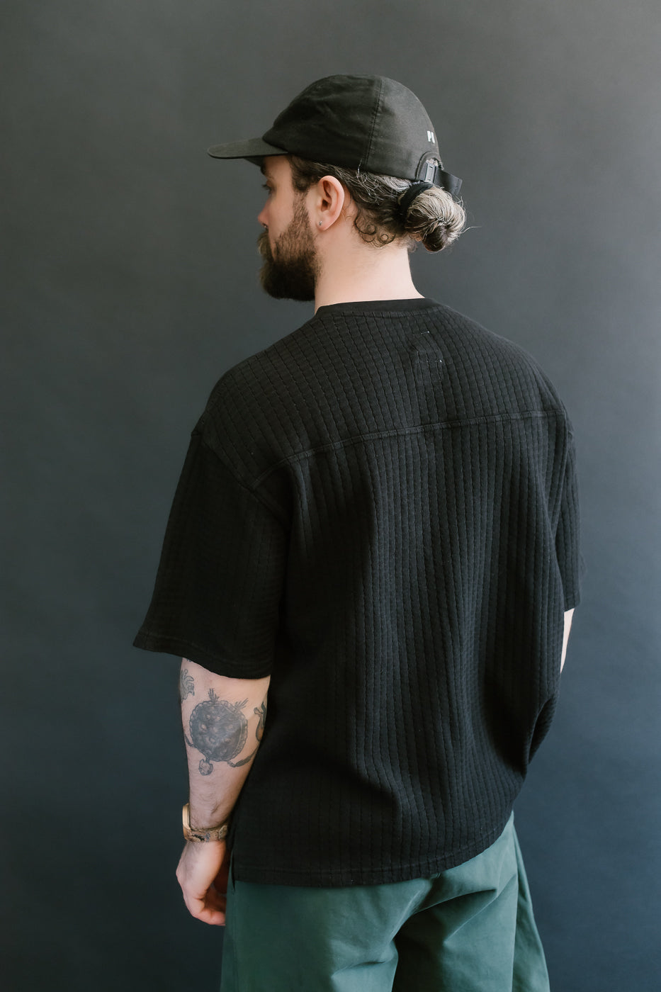 M-J-009 - Cotton Mesh Oversized T-shirt - Black