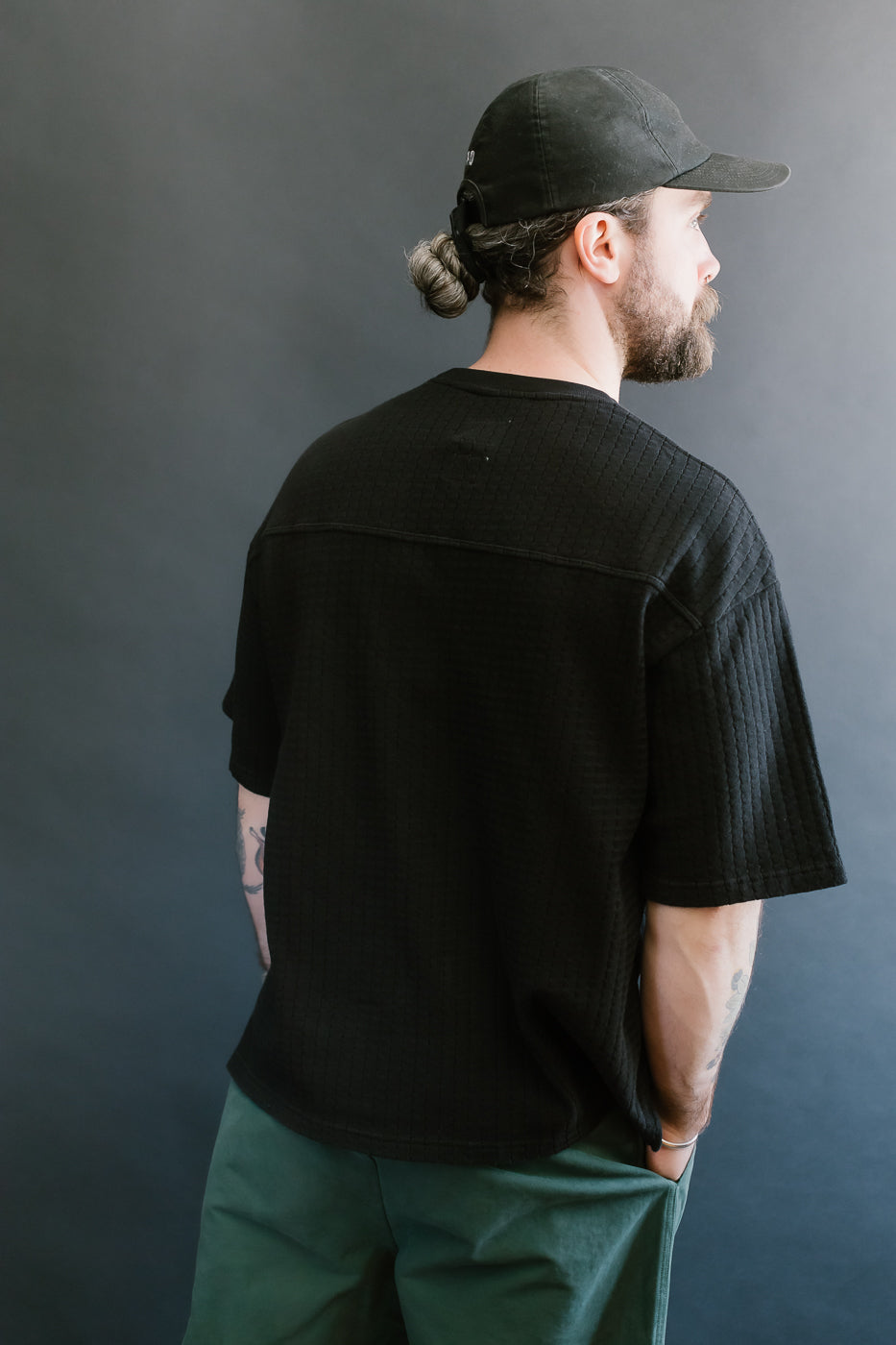 M-J-009 - Cotton Mesh Oversized T-shirt - Black