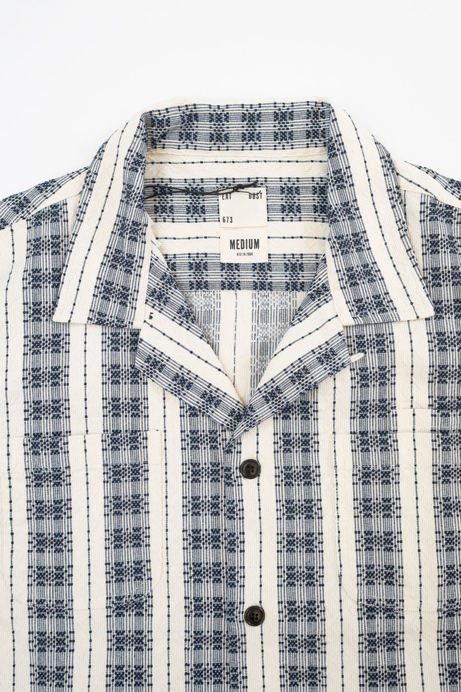 M-I-001 - Beldi Jacquard Aloha Shirt - Off White, Navy