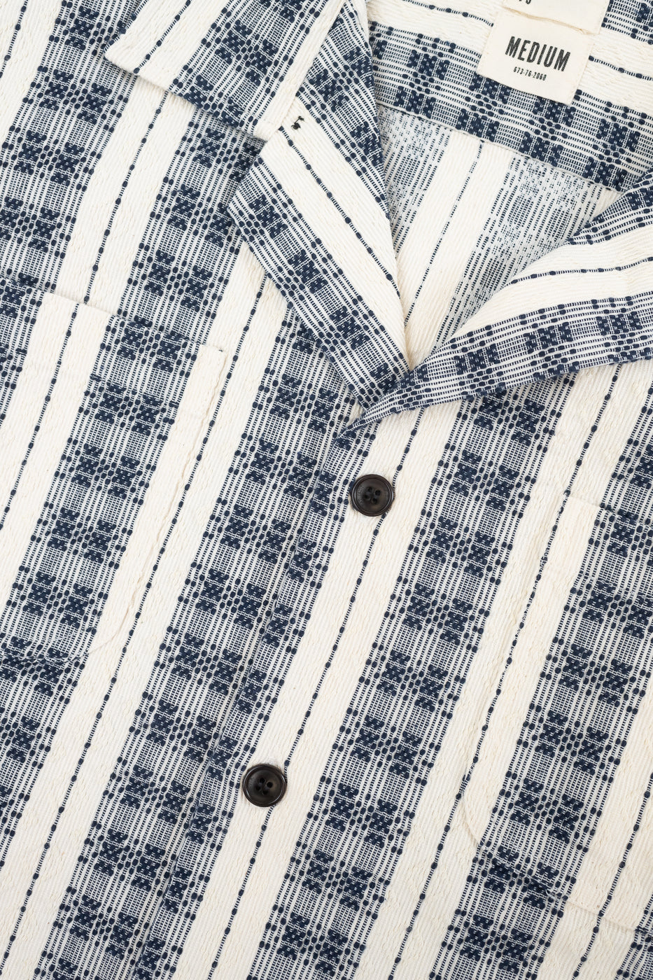 M-I-001 - Beldi Jacquard Aloha Shirt - Off White, Navy