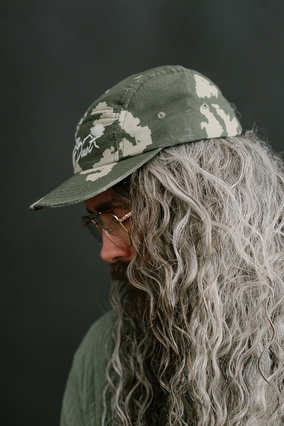 X-003-CCM-659 - 5-Panel Cap Cloud Camo Mesh - Green, Off-White
