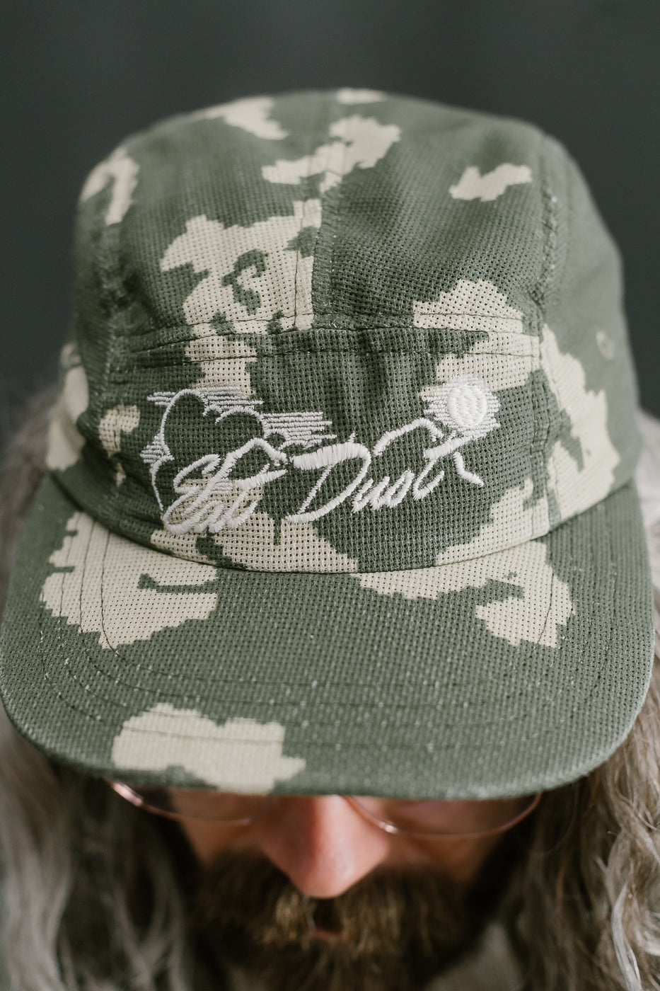 X-003-CCM-659 - 5-Panel Cap Cloud Camo Mesh - Green, Off-White