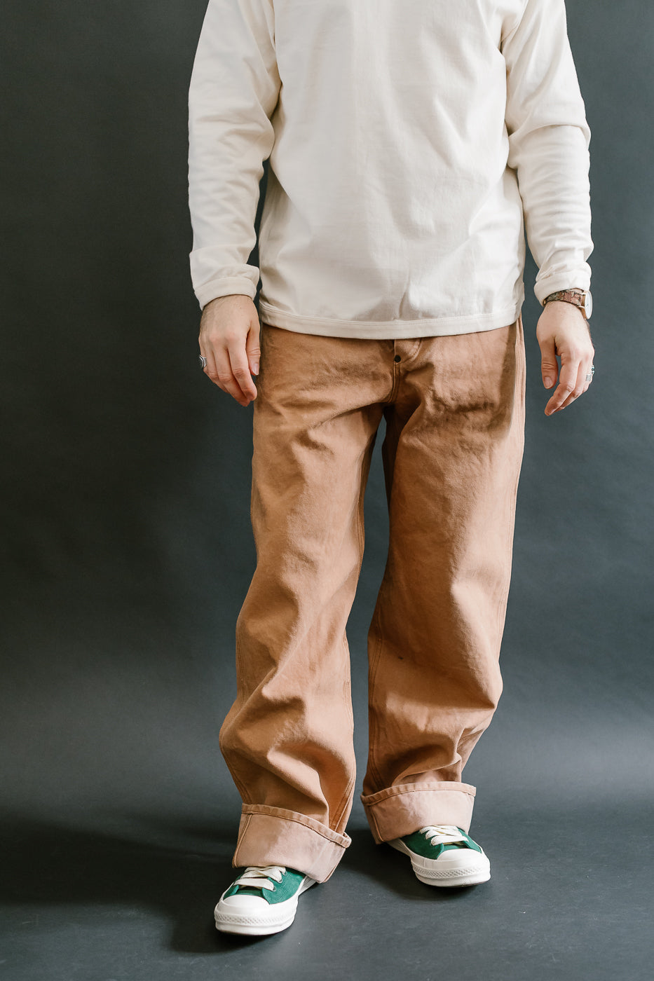 1129-6 - Persimmon Tannin Dye Heavy Duck Work Pants - Brown