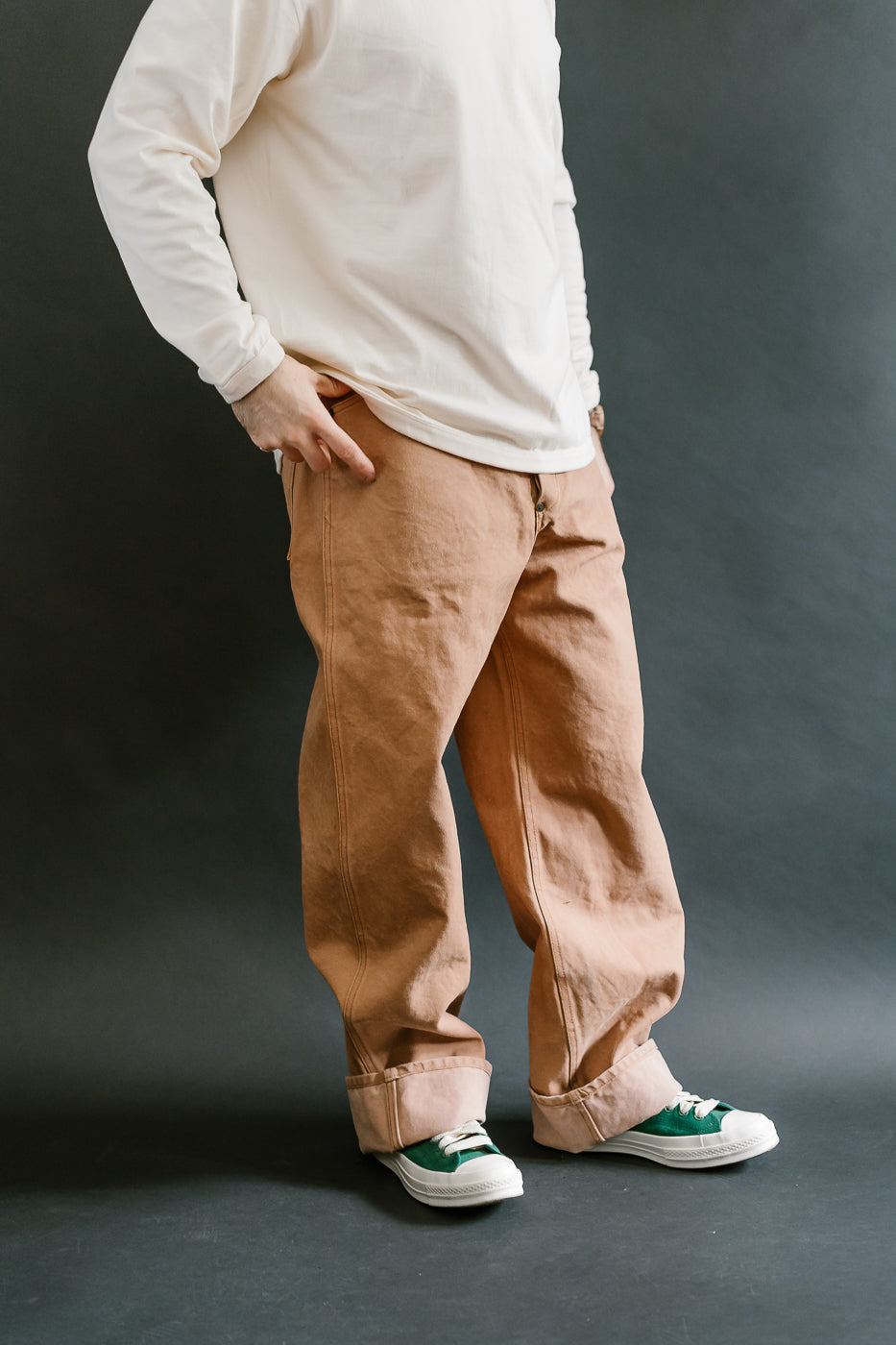 1129-6 - Persimmon Tannin Dye Heavy Duck Work Pants - Brown