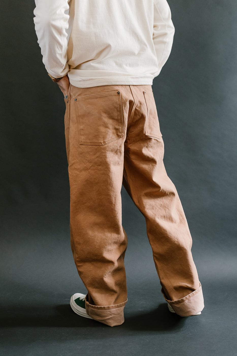 1129-6 - Persimmon Tannin Dye Heavy Duck Work Pants - Brown