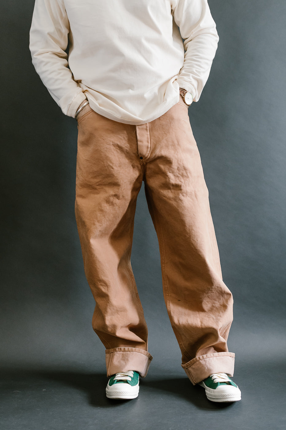 1129-6 - Persimmon Tannin Dye Heavy Duck Work Pants - Brown