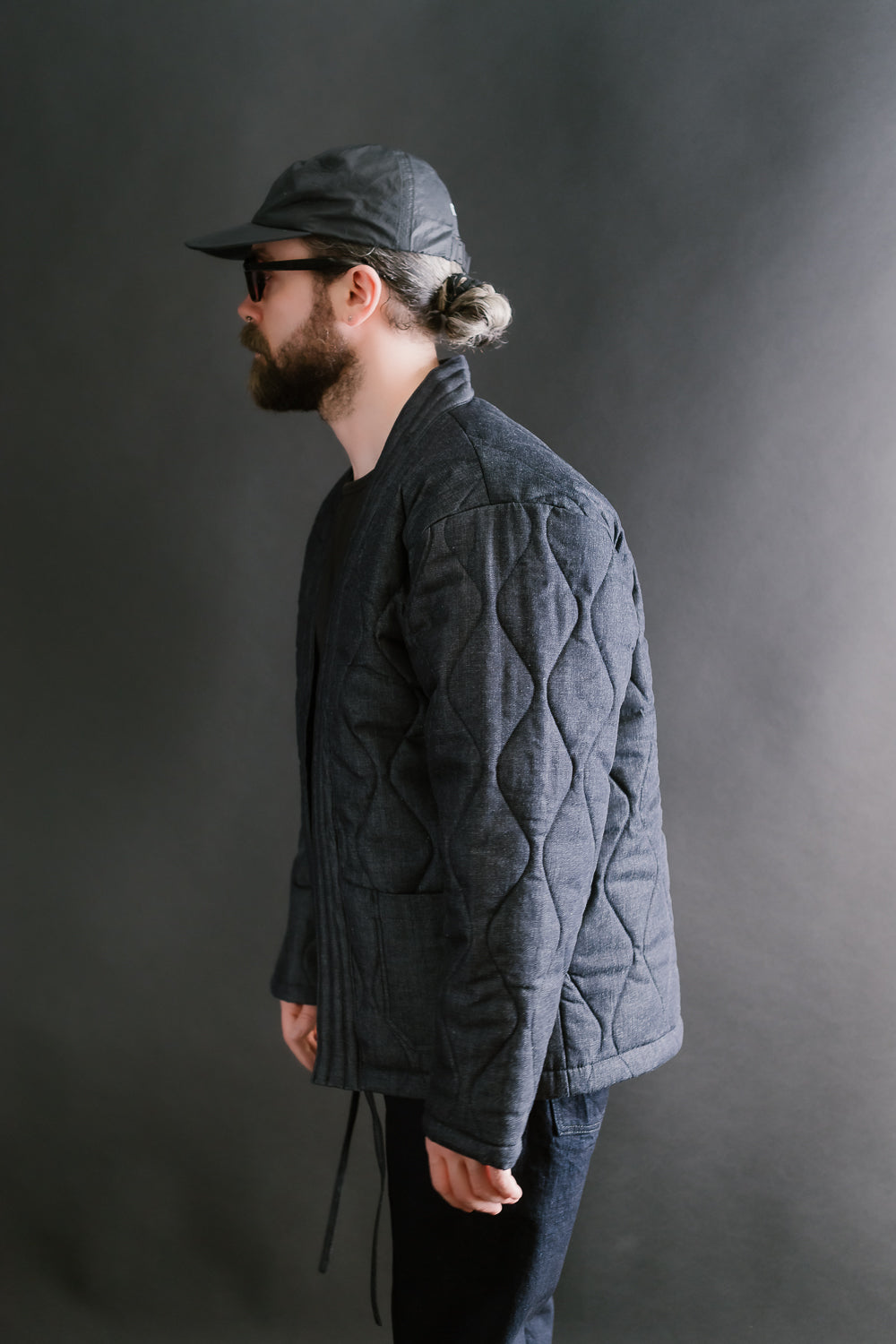 2093 - Denim Quilting Happi Coat - Indigo