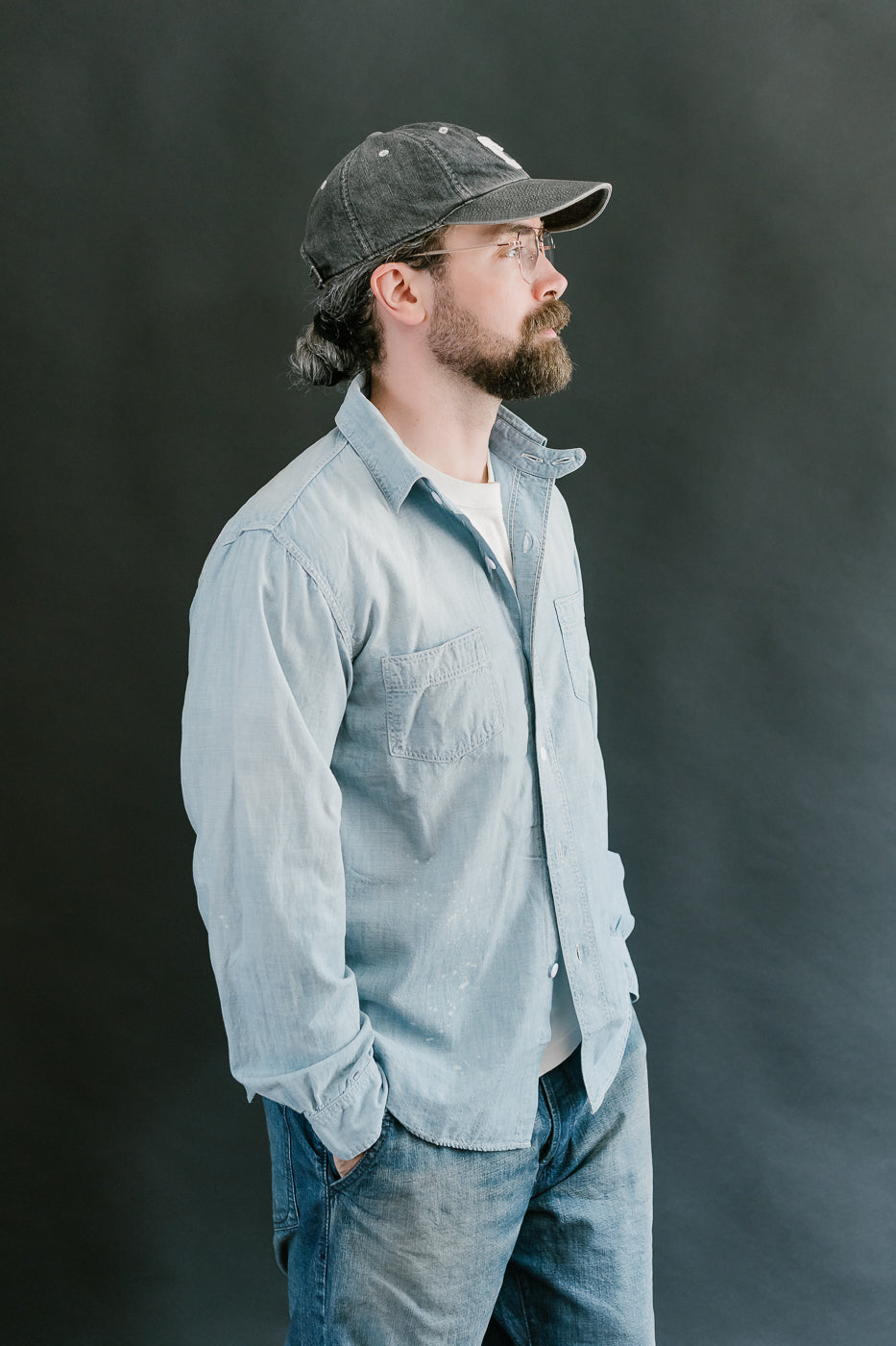 4091HW - 20s Short Chambray Shirt -