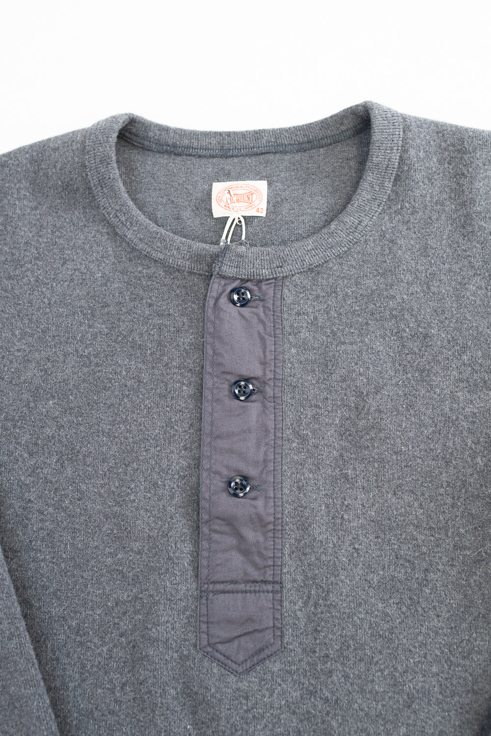 5502H - Cotton Rib Henley Neck L/S Shirt - Charcoal Black | Dant