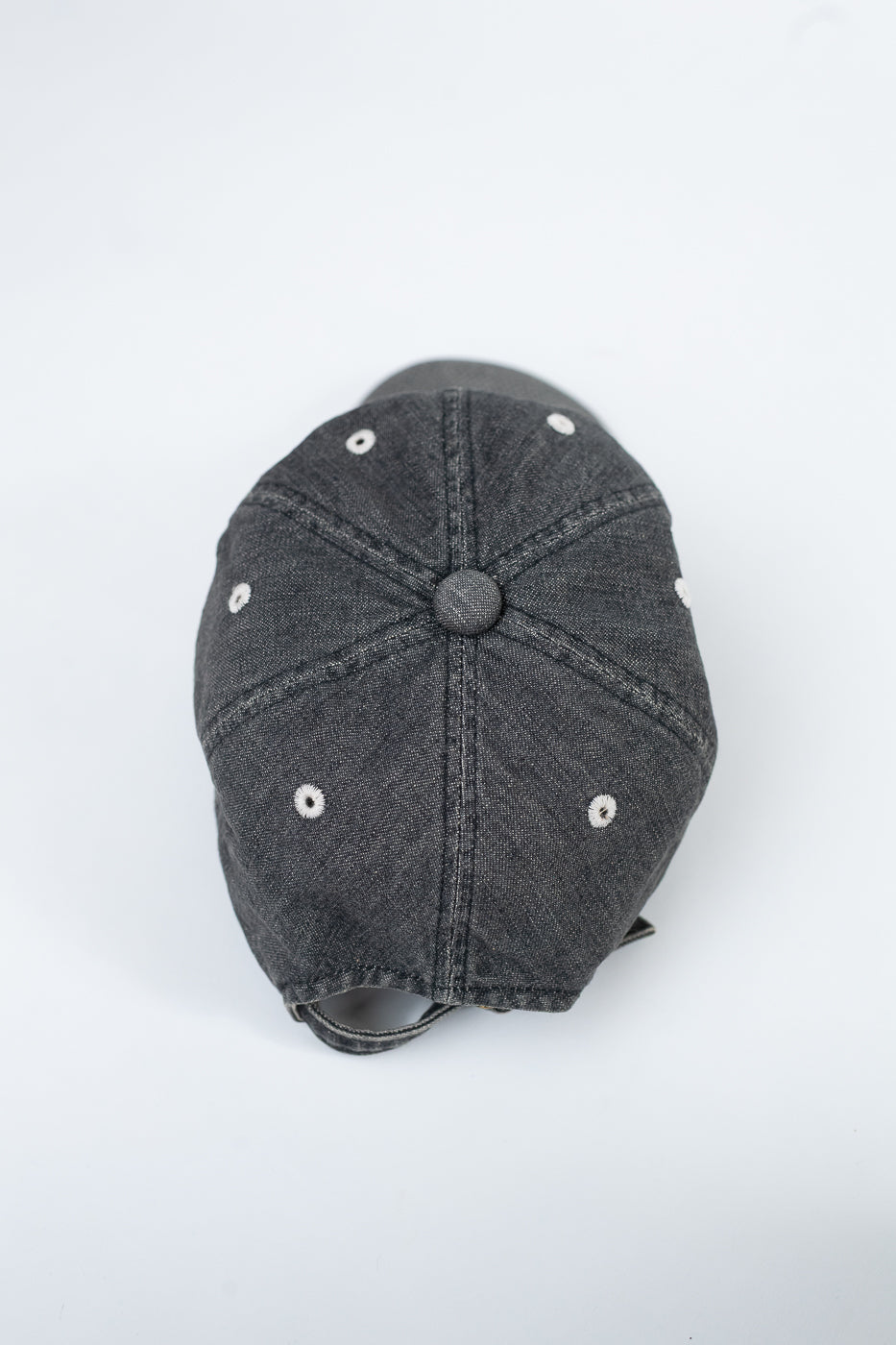6843HW - 6 Panel Denim Baseball Cap 'F' Patch - Black Vintage Wash