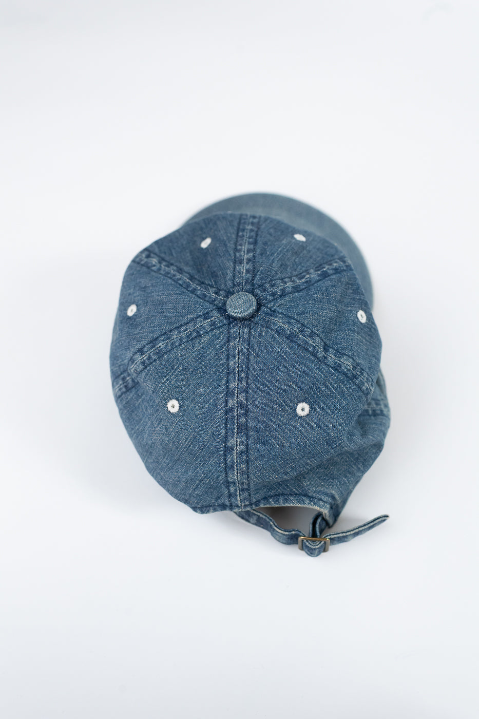 6843HW - 6 Panel Denim Baseball Cap 'F' Patch - Indigo Vintage Wash
