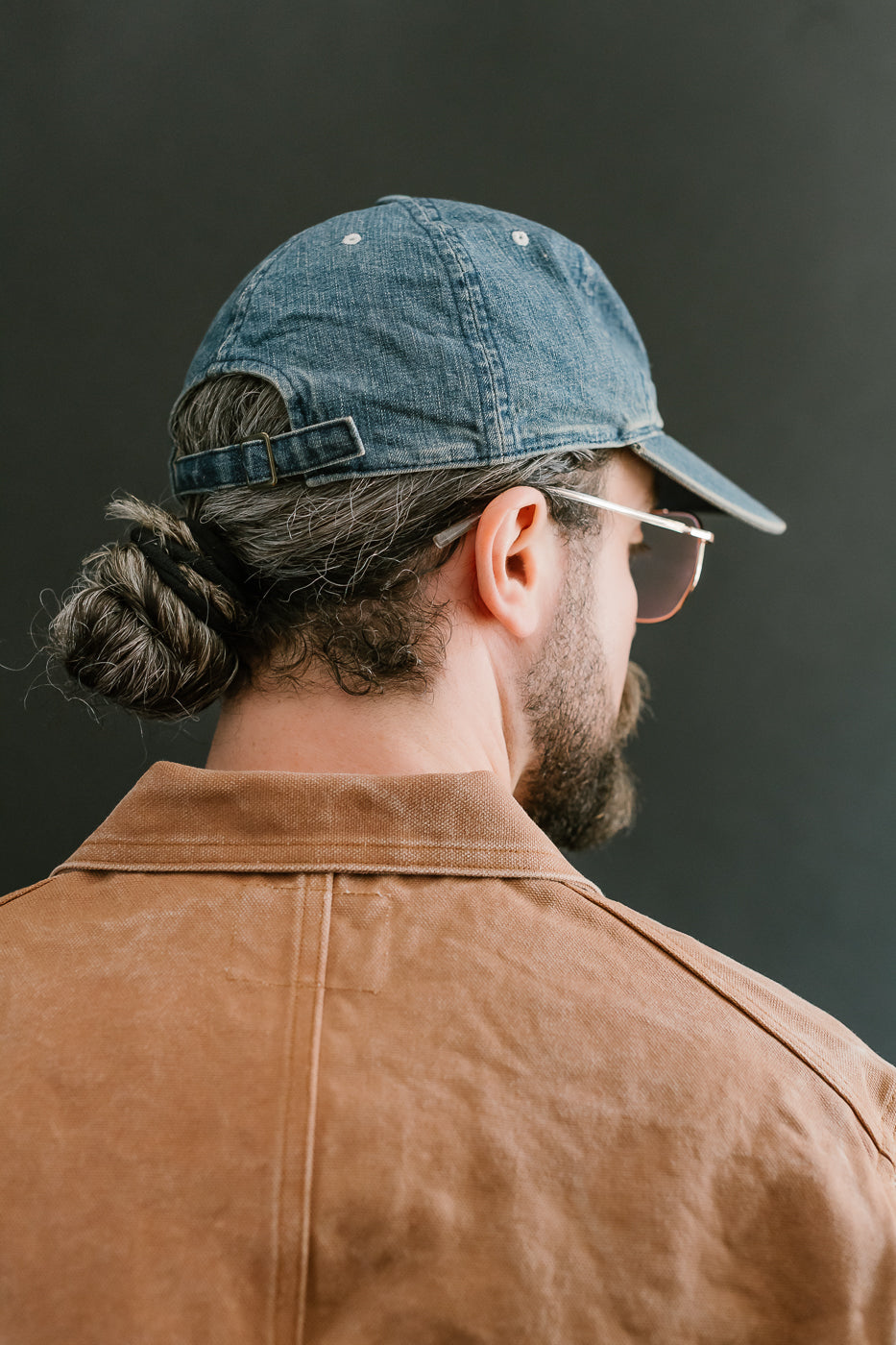 6843HW - 6 Panel Denim Baseball Cap 'F' Patch - Indigo Vintage Wash