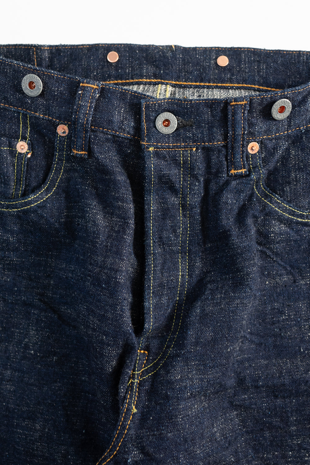 GZ-15HRJ-0510SB - 15oz Slub Yarn Indigo Cinch Back Selvedge Jeans - Heritage Fit