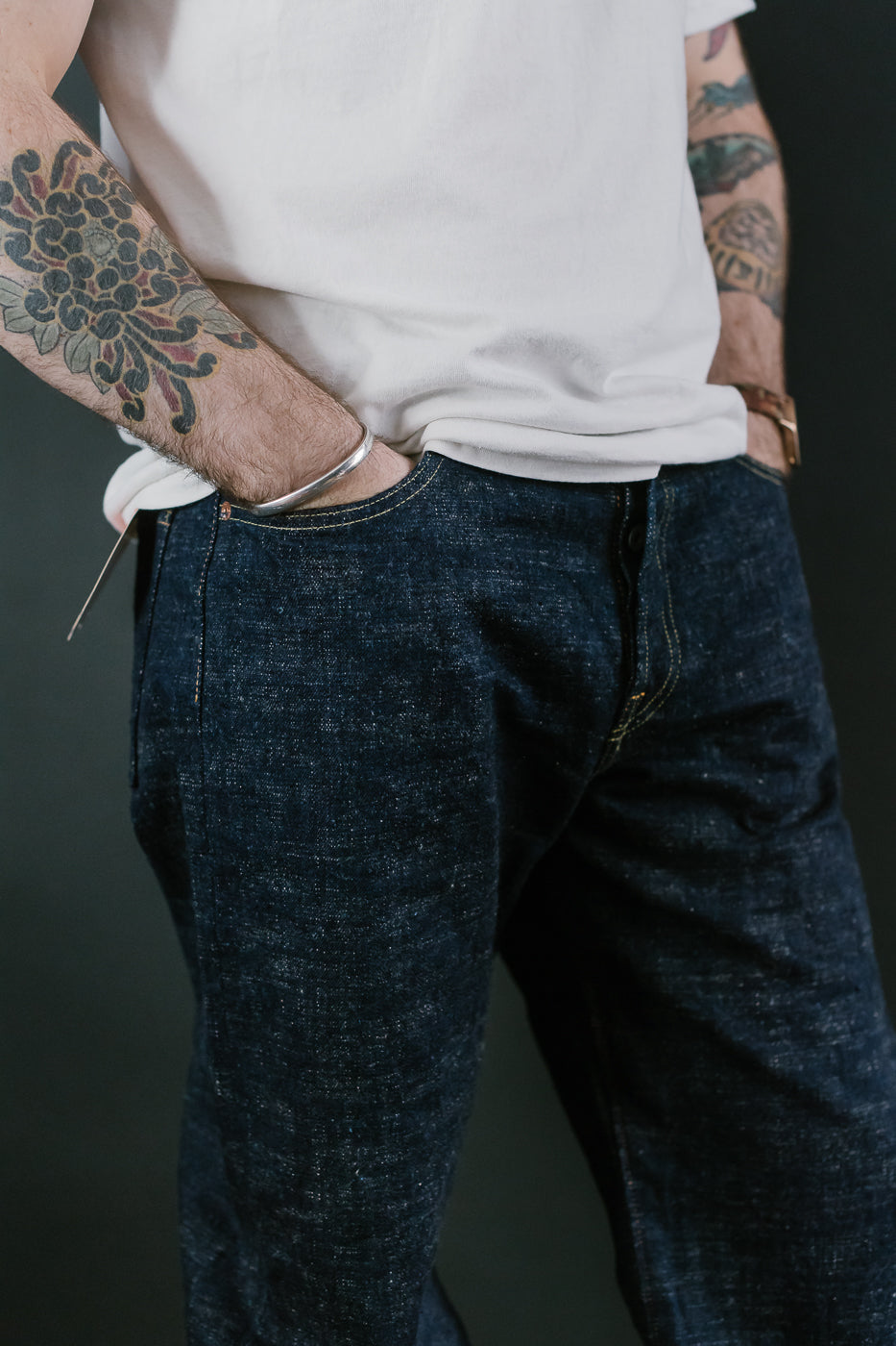 GZ-15HRJ-0510SB - 15oz Slub Yarn Indigo Cinch Back Selvedge Jeans - Heritage Fit