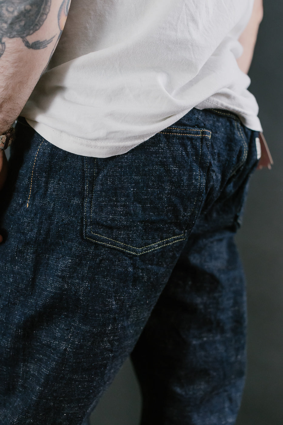 GZ-15HRJ-0510SB - 15oz Slub Yarn Indigo Cinch Back Selvedge Jeans - Heritage Fit