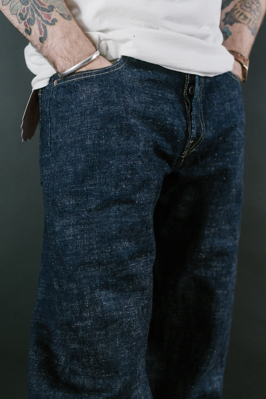 GZ-15HRJ-0510SB - 15oz Slub Yarn Indigo Cinch Back Selvedge Jeans - Heritage Fit