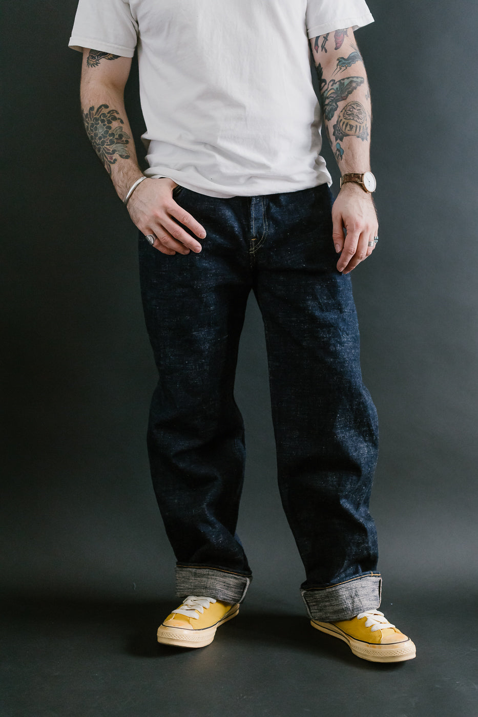 GZ-15HRJ-0510SB - 15oz Slub Yarn Indigo Cinch Back Selvedge Jeans - Heritage Fit