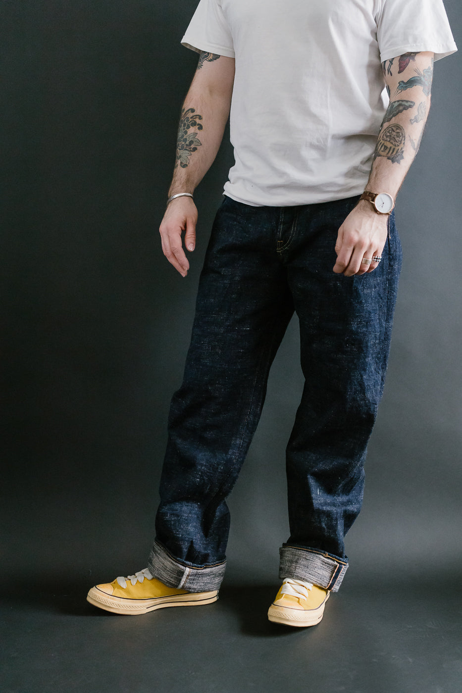 GZ-15HRJ-0510SB - 15oz Slub Yarn Indigo Cinch Back Selvedge Jeans - Heritage Fit