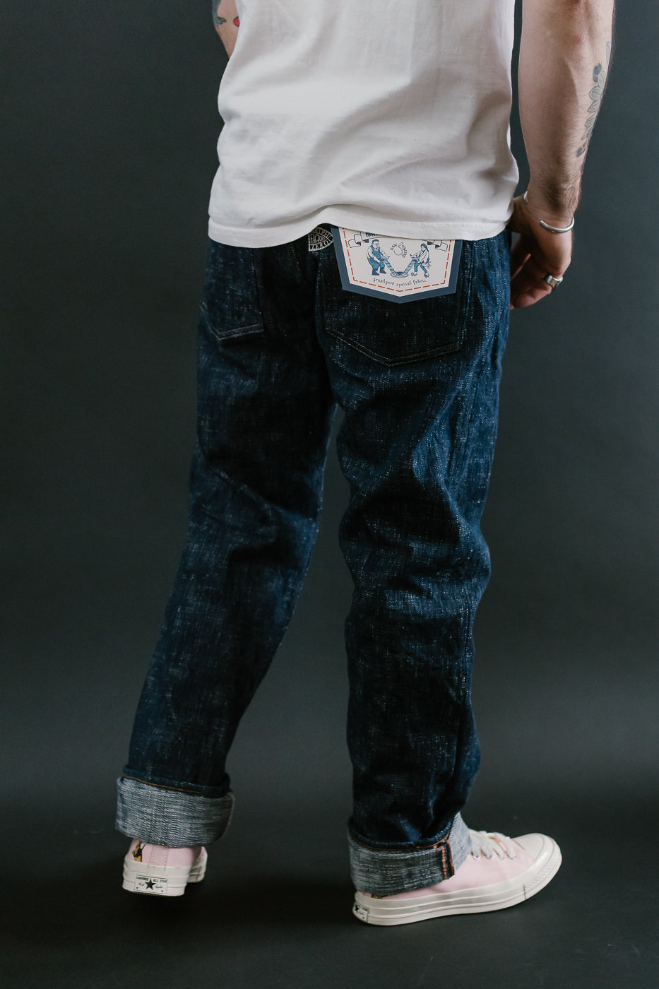 GZ-15SLSTSK-0611 - 15oz Skein Dyed Slubby Green Indigo Selvedge Jeans - Slim Straight Fit
