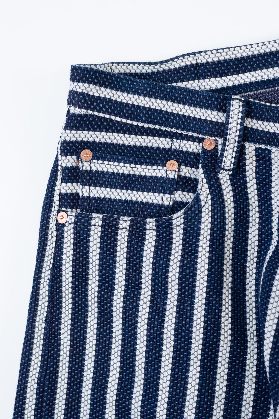 GZ-SKLST-ST- 14.5oz Double-Yarn Stripe Sashiko Selvedge Jeans - Heritage Straight