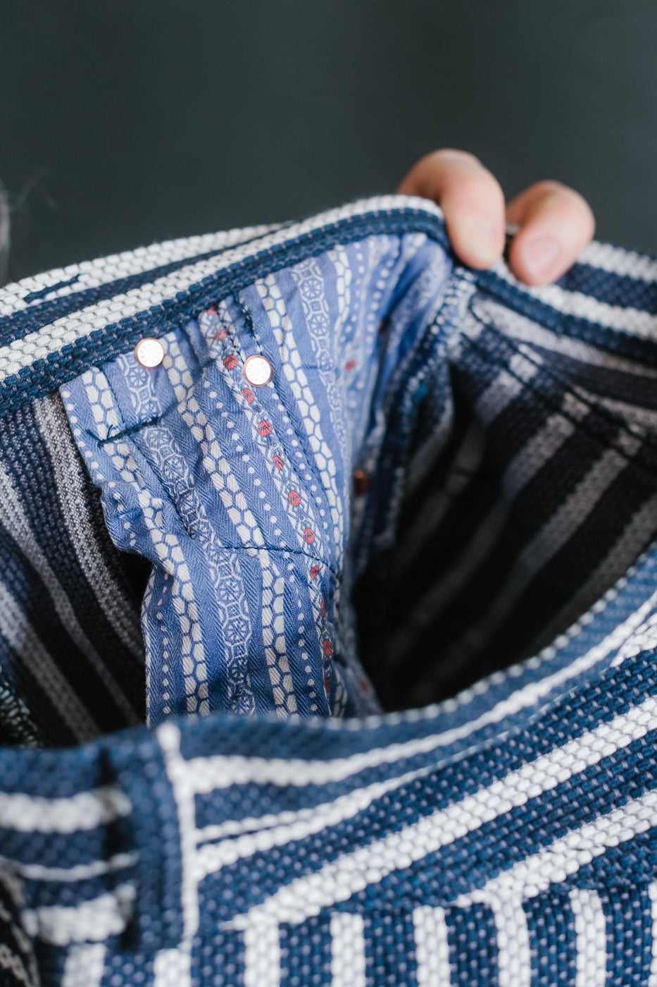 GZ-SKLST-ST- 14.5oz Double-Yarn Stripe Sashiko Selvedge Jeans - Heritage Straight