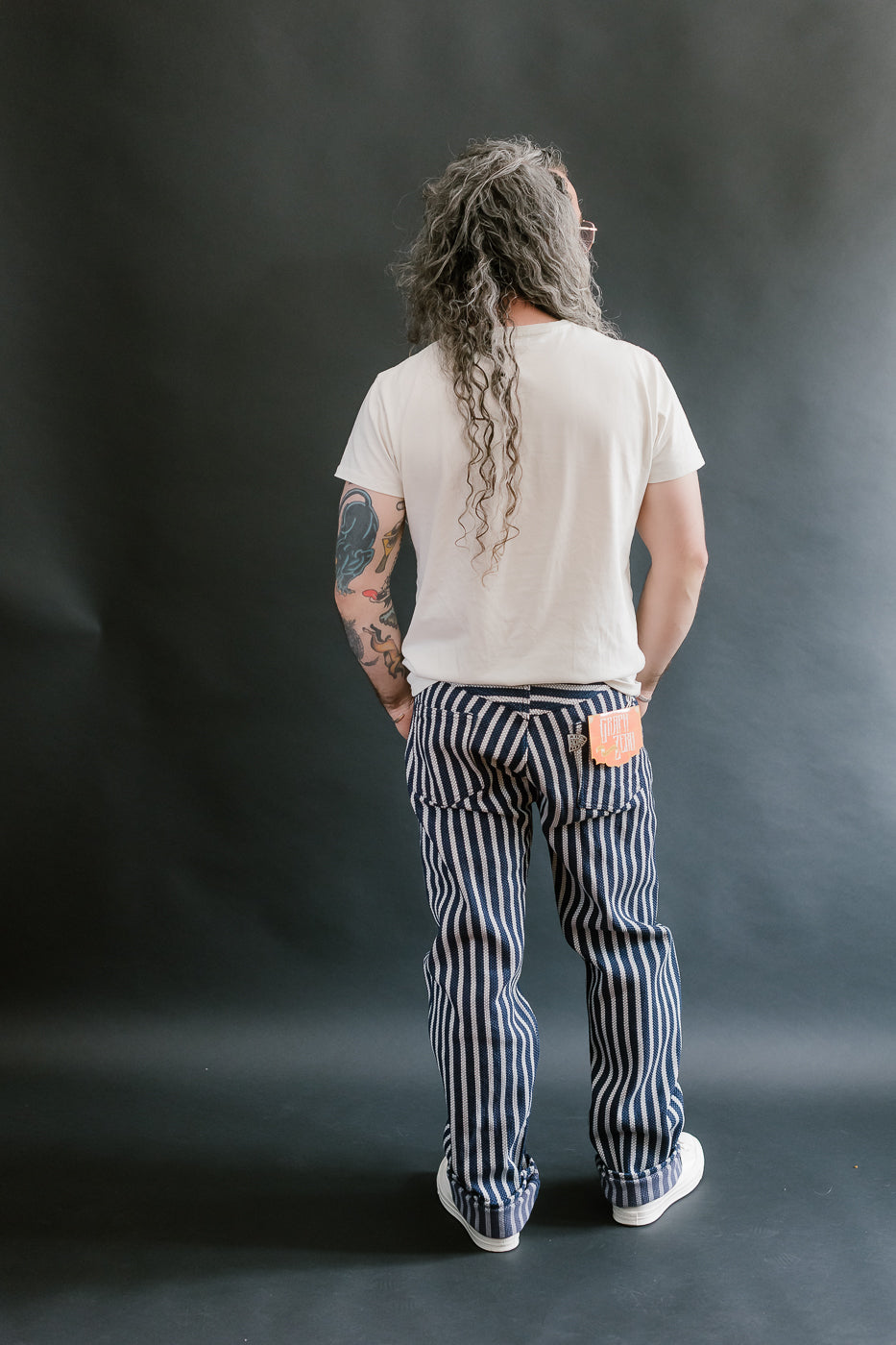 GZ-SKLST-ST- 14.5oz Double-Yarn Stripe Sashiko Selvedge Jeans - Heritage Straight