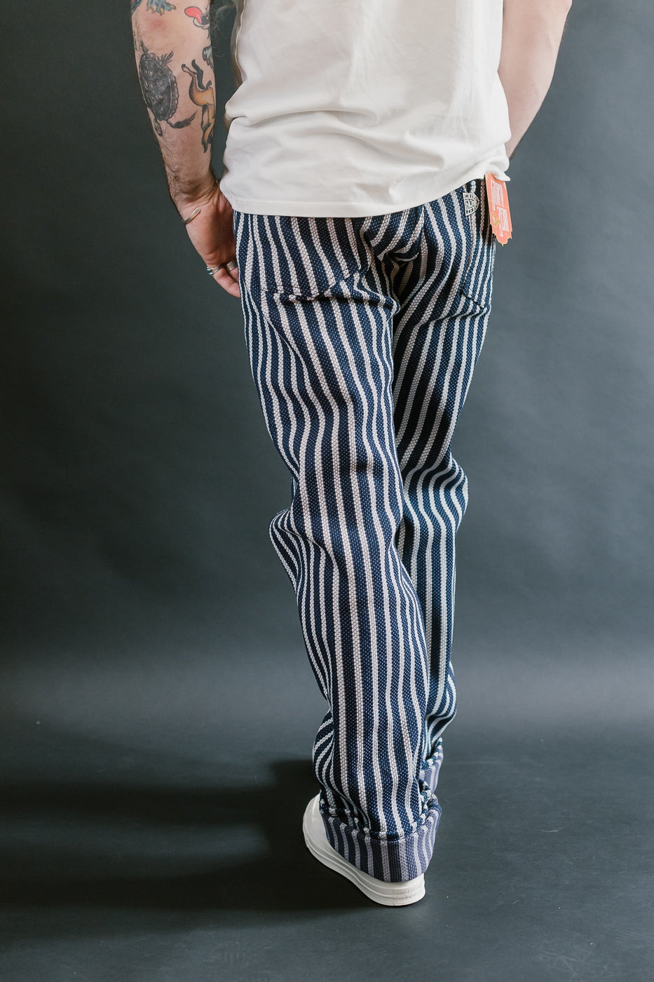 GZ-SKLST-ST- 14.5oz Double-Yarn Stripe Sashiko Selvedge Jeans - Heritage Straight