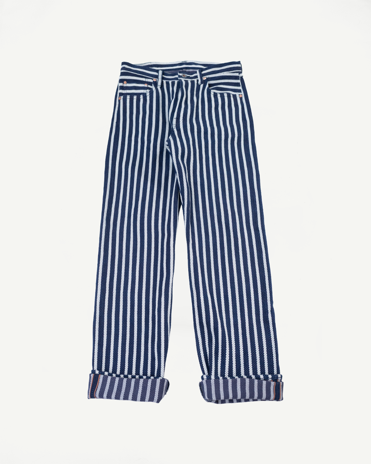 GZ-SKLST-ST- 14.5oz Double-Yarn Stripe Sashiko Selvedge Jeans - Heritage Straight