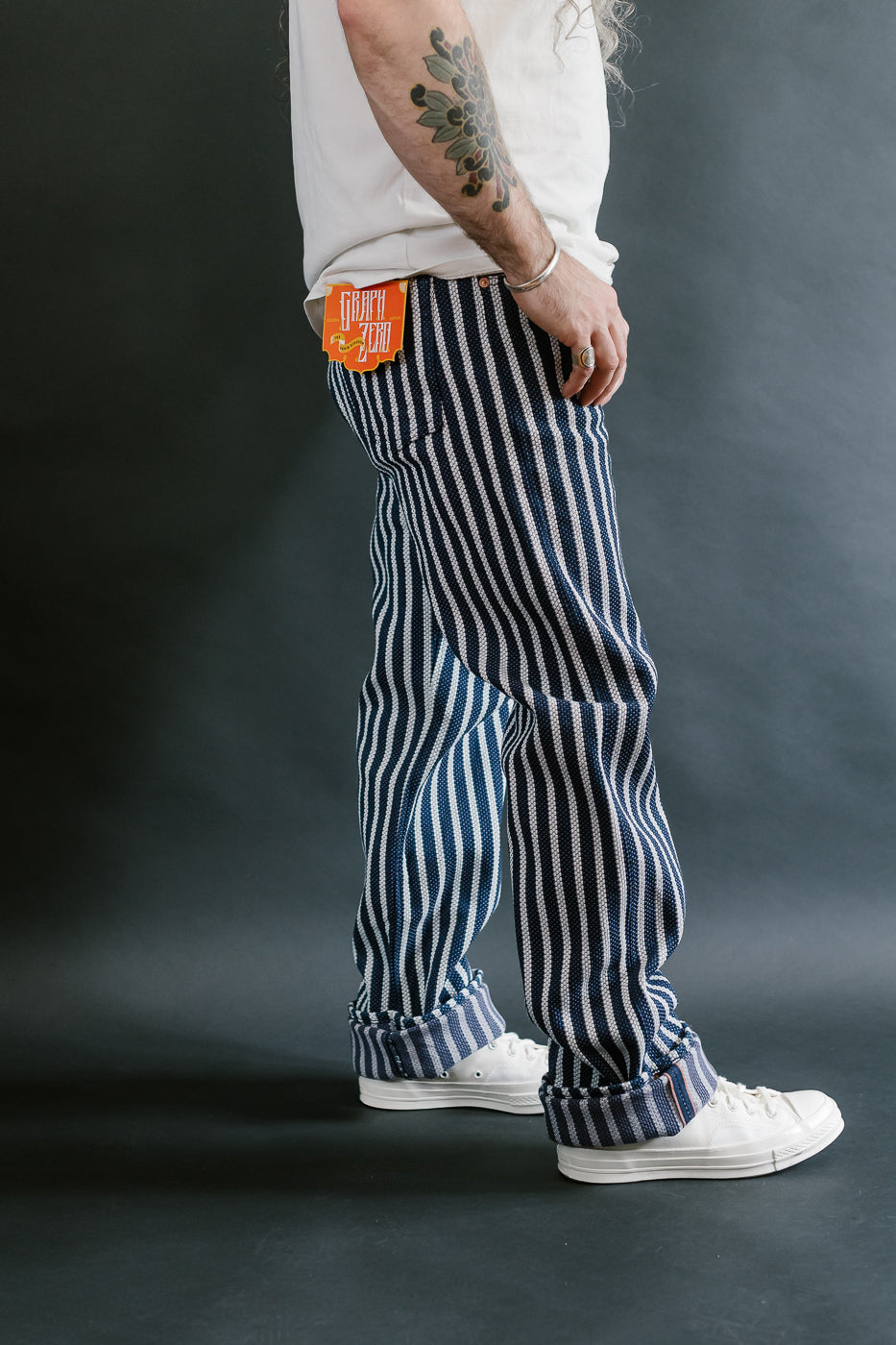 GZ-SKLST-ST- 14.5oz Double-Yarn Stripe Sashiko Selvedge Jeans - Heritage Straight