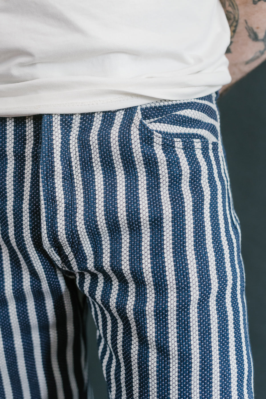 GZ-SKLST-ST- 14.5oz Double-Yarn Stripe Sashiko Selvedge Jeans - Heritage Straight