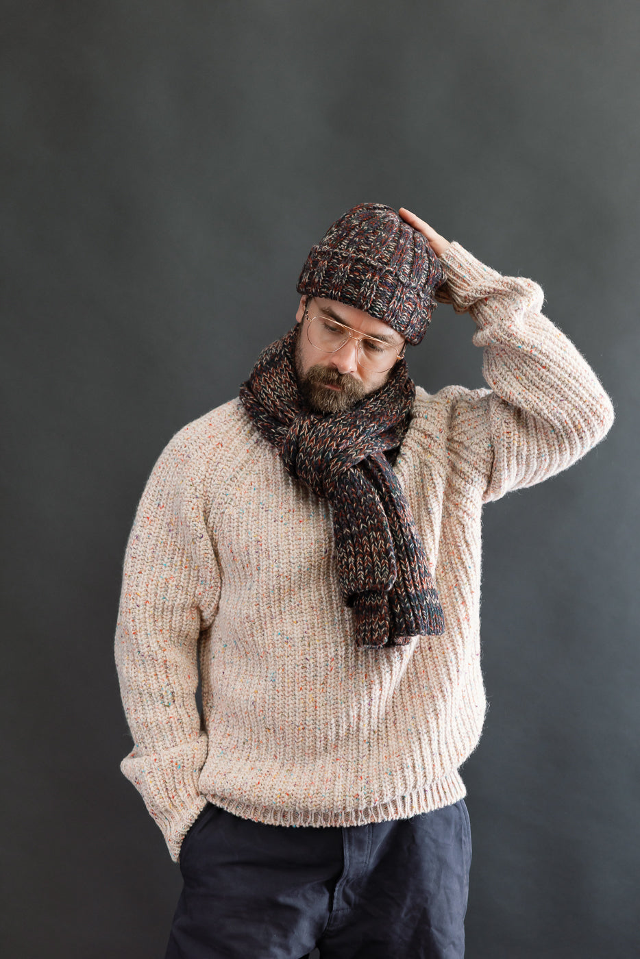 Marled Fantasies Scarf - Navy Mix