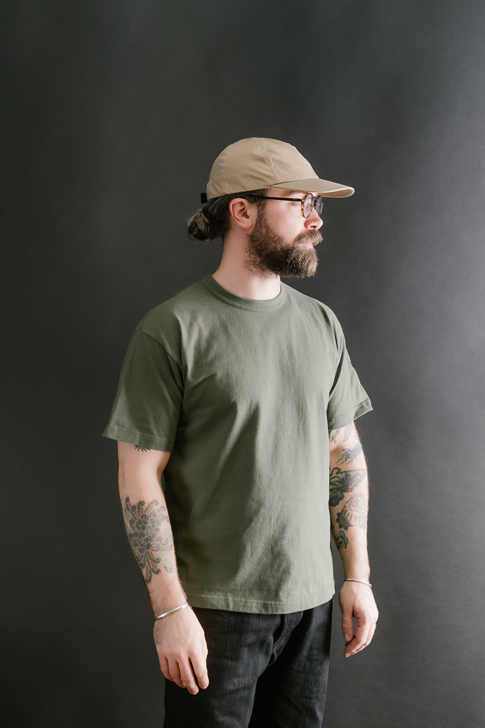 IHT-1610L-OLV - 6.5oz Loopwheel Crew Neck T-Shirt with Longer Body - Olive
