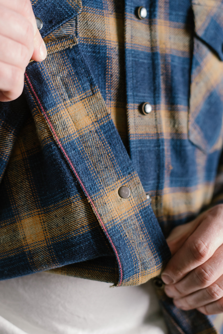 10.5oz Dawson Selvedge Flannel - Indigo, Beige