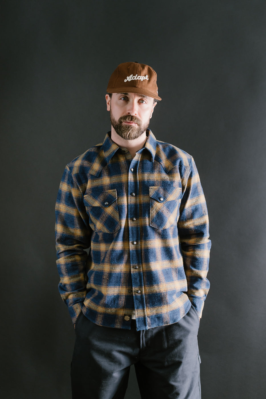 10.5oz Dawson Selvedge Flannel - Indigo, Beige