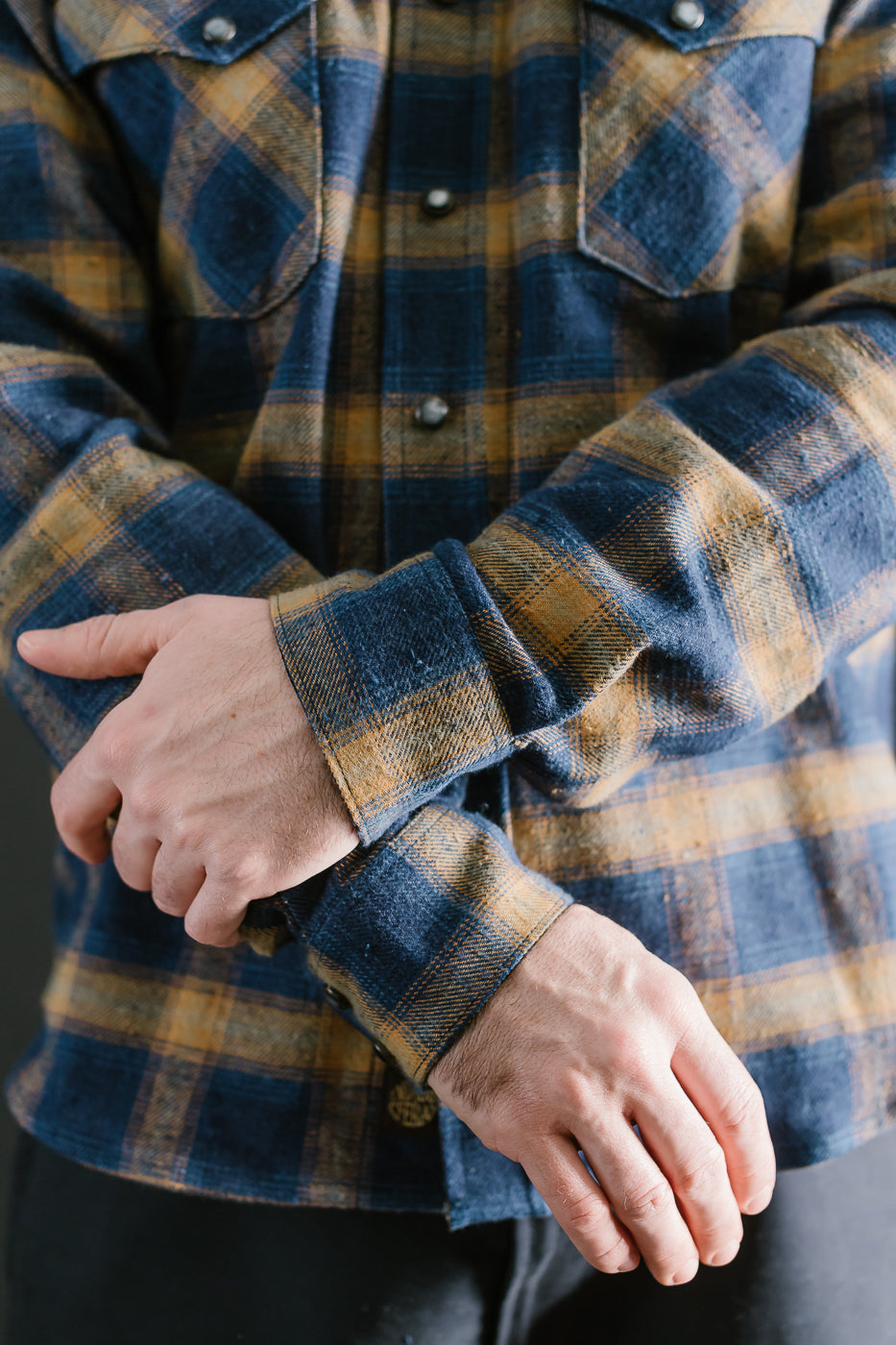 10.5oz Dawson Selvedge Flannel - Indigo, Beige