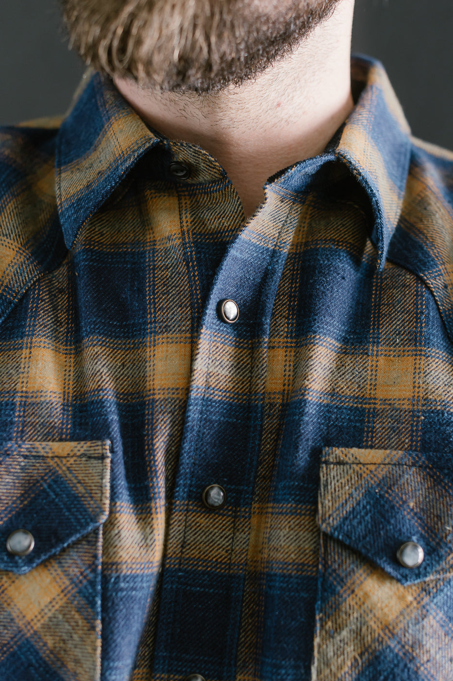 10.5oz Dawson Selvedge Flannel - Indigo, Beige