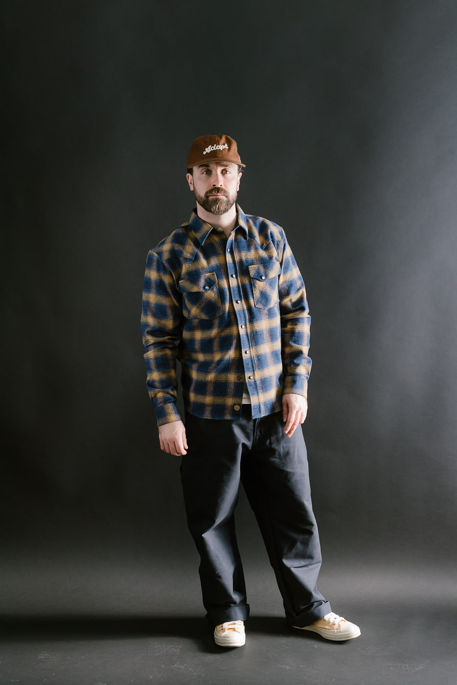 10.5oz Dawson Selvedge Flannel - Indigo, Beige
