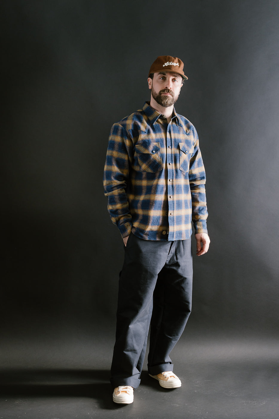10.5oz Dawson Selvedge Flannel - Indigo, Beige