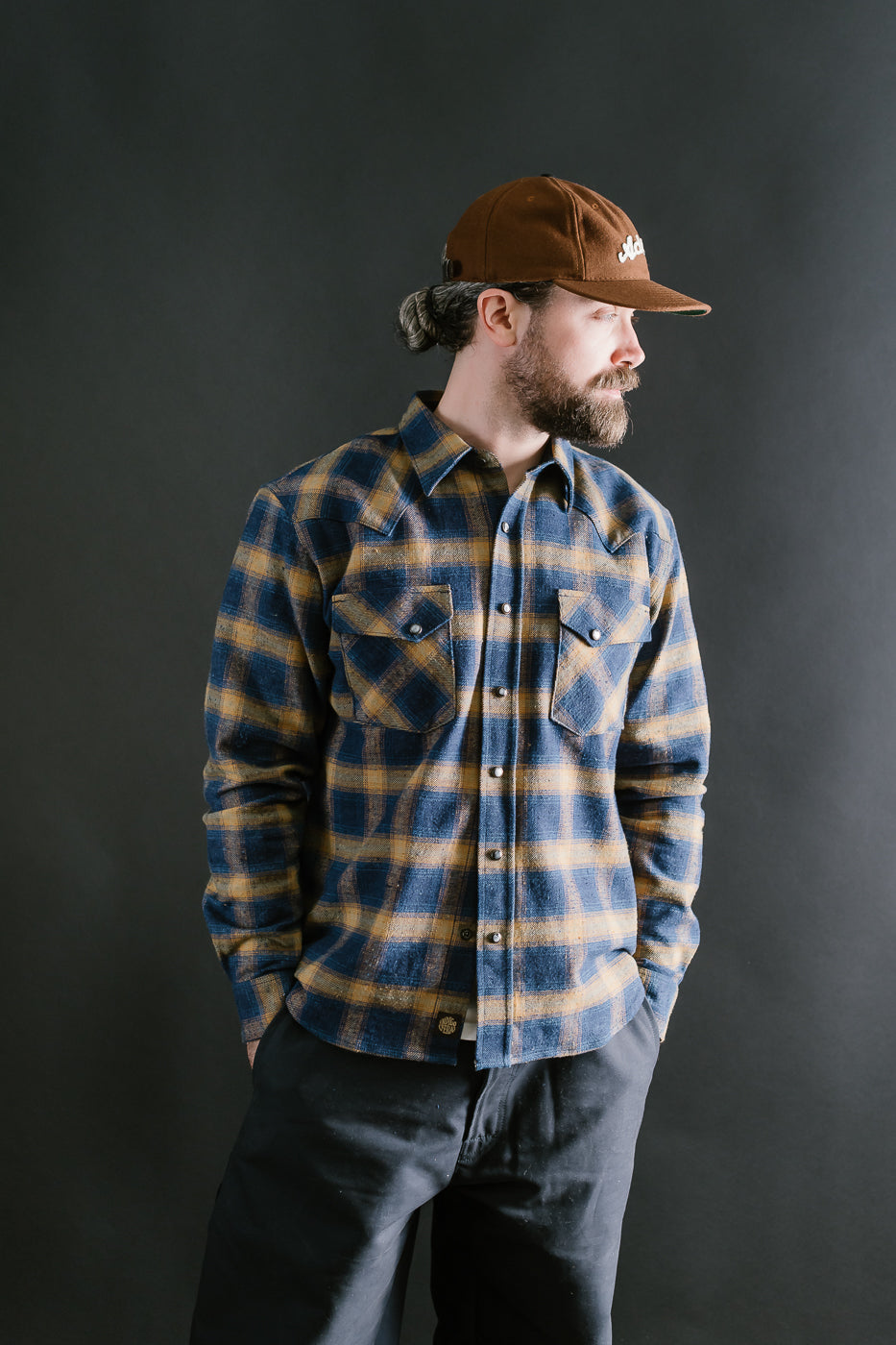 10.5oz Dawson Selvedge Flannel - Indigo, Beige