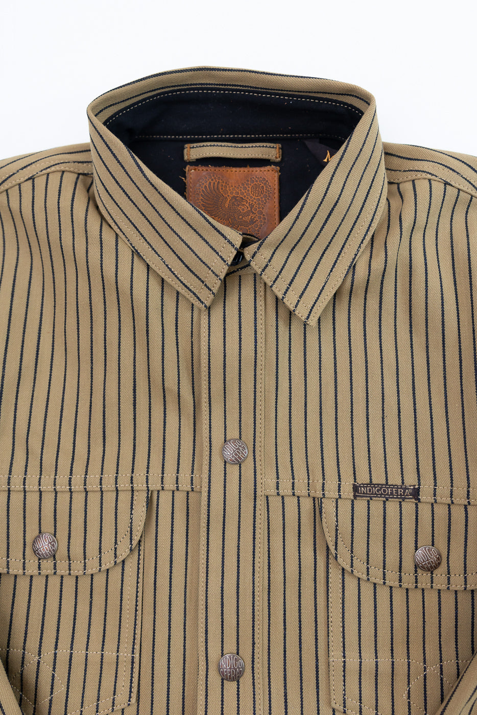 12oz - Copeland Shirt Jack Root Stripe - Beige, Indigo | Dant