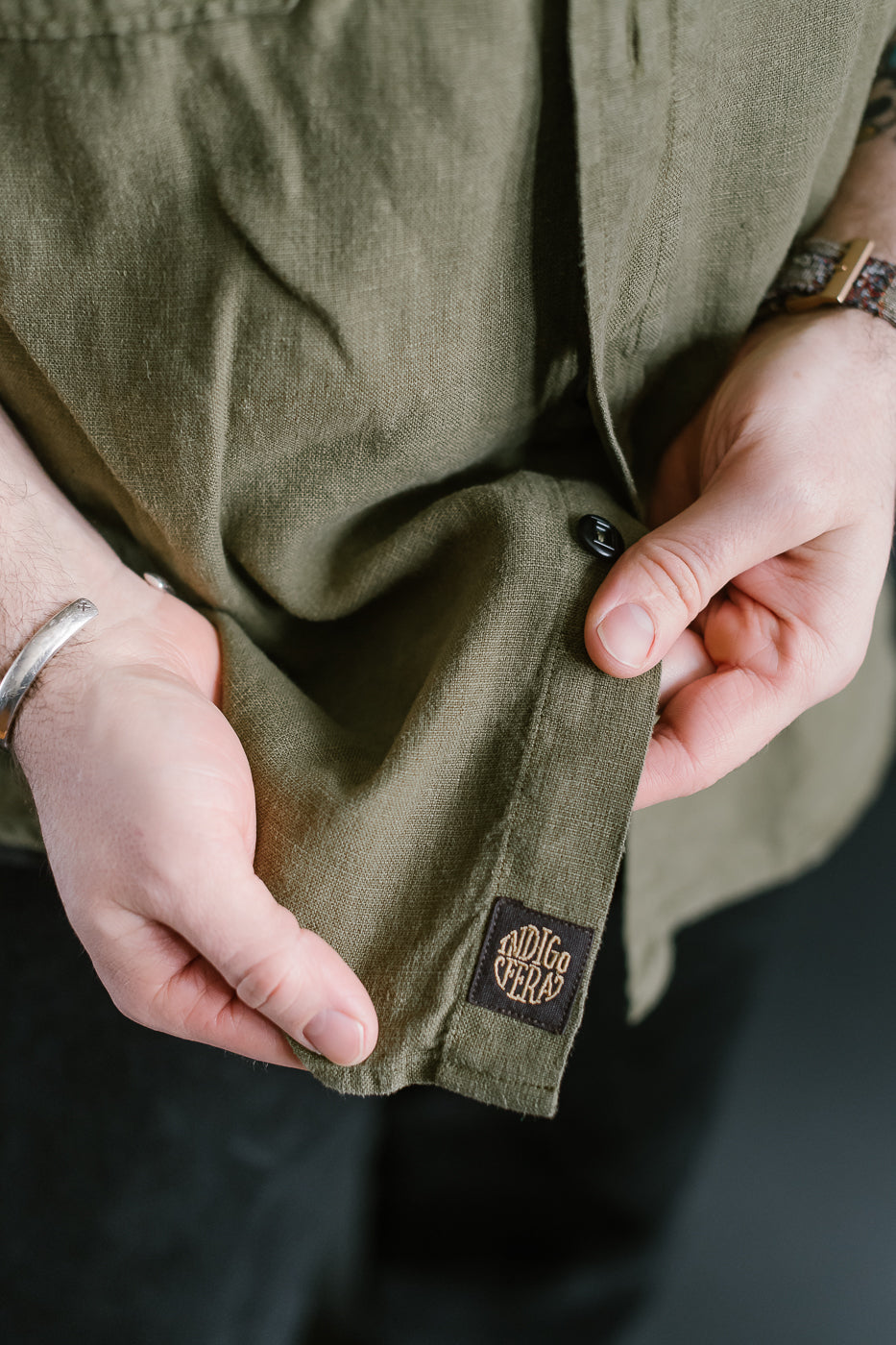 Delray Linen Canvas Shirt - Military Olive