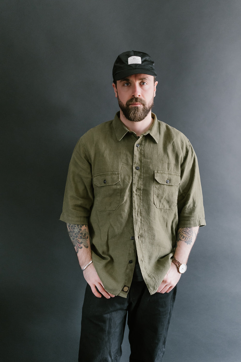 Delray Linen Canvas Shirt - Military Olive
