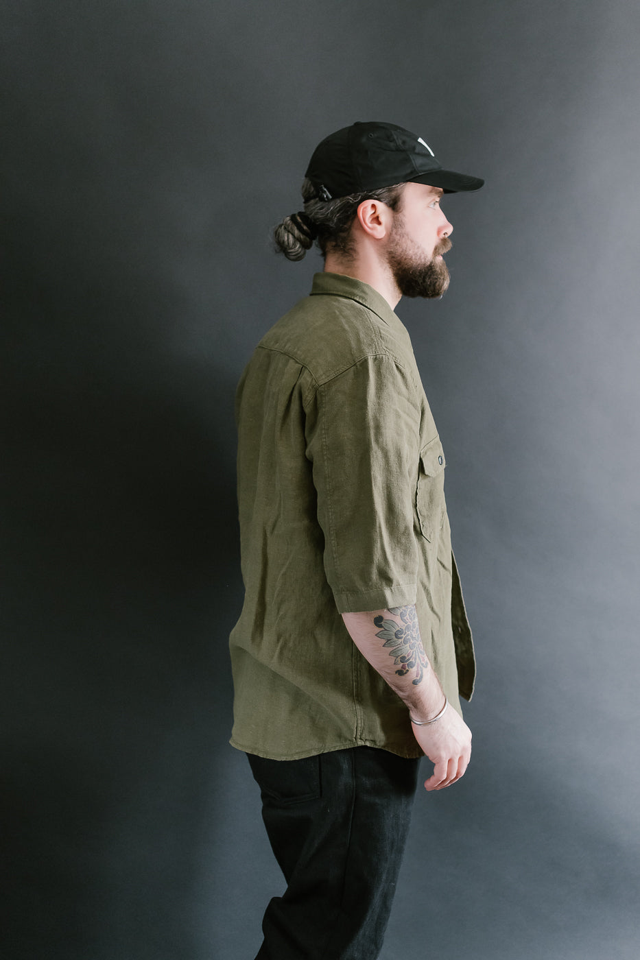 Delray Linen Canvas Shirt - Military Olive